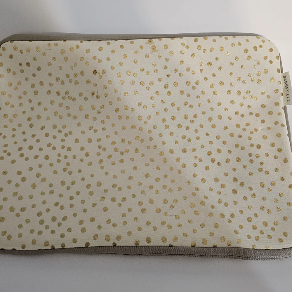 Dabney Lee Cream and Gold Polka Dot Laptop Sleeve - Picture 1 of 8